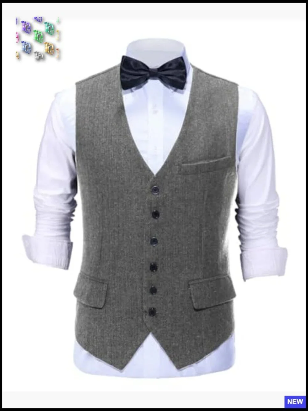 Classic Tweed Herringbone Three Piece Suit Peak Lapel Formal Elegant Wedding